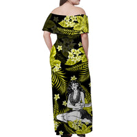 Hawaii Summer Colorful Hula Girl Matching Dress and Hawaiian Shirt Yellow LT6 - Polynesian Pride