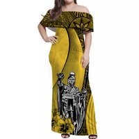 Hawaii King Kamehameha Matching Dress and Hawaiian Shirt Vibe Yellow Style LT6 - Polynesian Pride