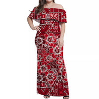 Polynesian Matching Hawaiian Shirt and Dress Fiji Festival with Hibiscus Red LT6 - Polynesian Pride