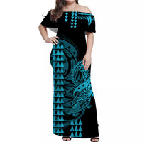 Hawaii Kakau Matching Dress and Hawaiian Shirt Polynesian Warrior Blue LT6 - Polynesian Pride