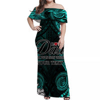 (Custom Personalised) Polynesian Fathers Day Off Shoulder Long Dress I Love You In Every Universe - Turquoise LT8 Women Turquoise - Polynesian Pride