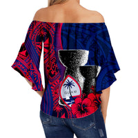 Guam Chamorro Off Shoulder Waist Wrap Top Flag Color Style LT6 - Polynesian Pride