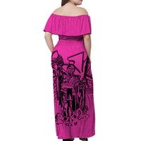 Hawaii King Off Shoulder Long Dress Polynesian Pink Style LT6 - Polynesian Pride