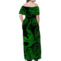 Hawaii Angry Shark Polynesian Matching Dress and Hawaiian Shirt Matching Couples Outfit Unique Style Green LT8 - Polynesian Pride
