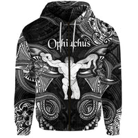 Custom Ophiuchus Zodiac Polynesian Zip Hoodie Unique Style Black LT8 - Polynesian Pride