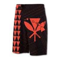 Hawaii Kakau Polynesian Kanaka Map Board Shorts - Orange - Polynesian Pride