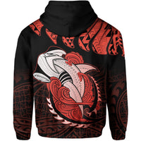 Hawaii Polynesian Aumakua Hammerhead Shark Hoodie Zip Cloud Style Orange - Polynesian Pride