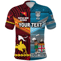 Custom Papua New Guinea Fiji Polo Shirt Polynesian and Tapa Together Bright Color LT8 - Polynesian Pride