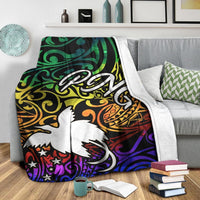 Papua New Guinea Premium Blanket - Rainbow Polynesian Pattern - Polynesian Pride