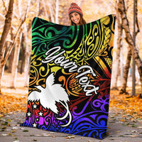 Papua New Guinea Custom Personalised Premium Blanket - Rainbow Polynesian Pattern - Polynesian Pride