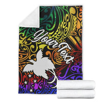 Papua New Guinea Custom Personalised Premium Blanket - Rainbow Polynesian Pattern - Polynesian Pride
