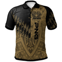 Papua New Guinea Polo Shirt Gold Color Symmetry Style Unisex Black - Polynesian Pride