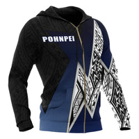 Pohnpei Micronesian Zip up Hoodie White Lighting Piece - Polynesian Pride