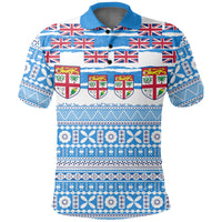 Fiji Polynesian Polo Shirt Fijian Tropical Flowers LT13 Unisex Blue - Polynesian Pride
