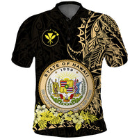 Hawaiian Polynesian Polo Shirt Gold Seal of Hawaii LT13 Unisex Gold - Polynesian Pride