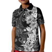 Hawaii Flowers Mix Tribal Pattern Polo Shirt KID LT6 Kid White - Polynesian Pride