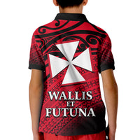 Uvea Chiefdom Wallis et Futuna Polo Shirt KID Polynesian Pattern and Flag LT13 - Polynesian Pride