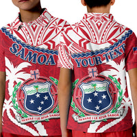 (Custom Personalised) Samoa Polo Shirt KID Samoan Coat Of Arms With Coconut Red Style LT14 Kid Red - Polynesian Pride