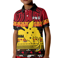 Papua New Guinea Christmas Polo Shirt KID Raggiana Loved LT13 Unisex Black - Polynesian Pride