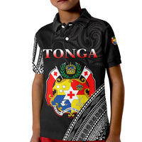 Tonga Polo Shirt KID Tongan Pattern Blithesome Version Black LT13 Unisex Black - Polynesian Pride