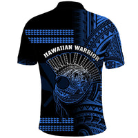 Hawaii Polo Shirt Kakau Warrior Helmet Gradient Blue Polynesian LT14 - Polynesian Pride