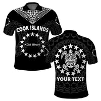 Custom Islands Polo Shirt Circle Pattern Mix Sea Turtle Black Version LT14 Adult Black - Polynesian Pride