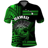 Hawaii Polo Shirt Kakau Warrior Helmet Gradient Green Polynesian LT14 Green - Polynesian Pride