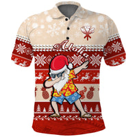 Custom Hawaii Mele Kalikimaka Polo Shirt Dabbing Santa Red Merry Christmas LT14 Red - Polynesian Pride