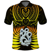 New Zealand Polo Shirt Aotearoa Fern Hei Tiki Gold Style LT13 Gold - Polynesian Pride