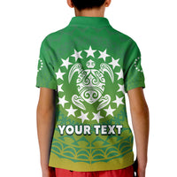 Custom Cook Islands Polo Shirt Circle Pattern Mix Sea Turtle Green Version LT14 - Polynesian Pride