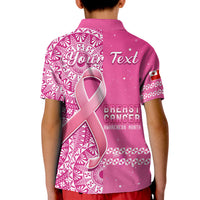 Custom Tonga Breast Cancer Polo Shirt Tongan Ngatu Pattern No One Fights Alone LT14 - Polynesian Pride