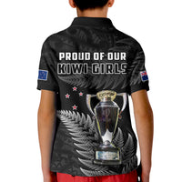 New Zealand 2022 Rugby Polo Shirt KID Black Fern Proud Champions RWC LT14 - Polynesian Pride