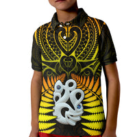 (Custom Text and Number) New Zealand Polo Shirt Aotearoa Fern Hei Tiki Gold Style LT13 - Polynesian Pride