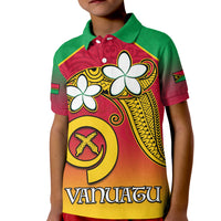 Vanuatu Novelty Polo Shirt KID Frangipani Tropical Spa Flower LT13 Kid Red - Polynesian Pride