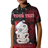 (Custom Personalised) New Zealand Christmas Polo Shirt KID Hei Tiki Red Pohutukawa Meri Kirihimete LT14 - Polynesian Pride