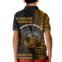 Hawaii Polo Shirt Kakau Warrior Helmet Gradient Gold Polynesian LT14 - Polynesian Pride