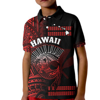 Hawaii Polo Shirt Kakau Warrior Helmet Gradient Red Polynesian LT14 - Polynesian Pride