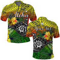 Custom The Shaka Hawaii Polo Shirt Tropical Flowers Reggae Version LT13 Reggae - Polynesian Pride