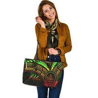 Palau Leather Tote - Reggae Color Cross Style - Polynesian Pride