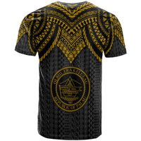 Palau Custom T Shirt Polynesian Armor Style Gold - Polynesian Pride