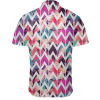 Hawaiian Shirt - Palm Foliage On Striped Zigzag Shirt - Polynesian Pride