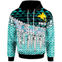 Papua Hoodie Coconut Leaves Weave Pattern Blue Unisex Blue - Polynesian Pride