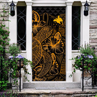 Papua New Guinea Door Cover Turtle Hibiscus Gold Gold - Polynesian Pride