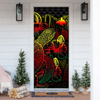 Papua New Guinea Door Cover Turtle Hibiscus Reggae - Polynesian Pride