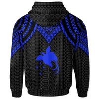 Papua New Guinea Zip up Hoodie Polynesian Armor Style Blue - Polynesian Pride