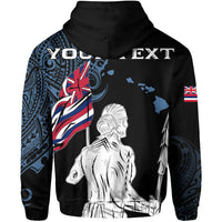 Personalized Hawaii Map Polynesian Warrior Ikaika Hoodie Zip William Style Pastel Blue - Polynesian Pride
