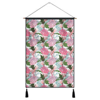 Pink Monstera And Green Tropical Leaves White Hanging Poster - AH Hanging Poster 43 x 65 cm Cotton And Linen - Polynesian Pride