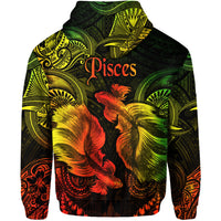 Pisces Zodiac Polynesian Zip Hoodie Unique Style Reggae LT8 - Polynesian Pride
