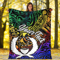 Pohnpei Custom Personalised Premium Blanket - Rainbow Polynesian Pattern - Polynesian Pride