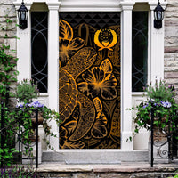 Pohnpei Door Cover Turtle Hibiscus Gold - Polynesian Pride